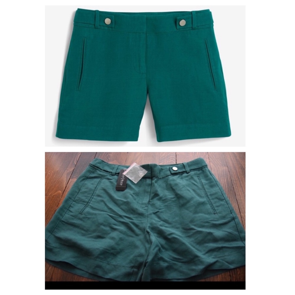 NWT WHBM Linen-Blend Shorts in Harbour, Sz 4